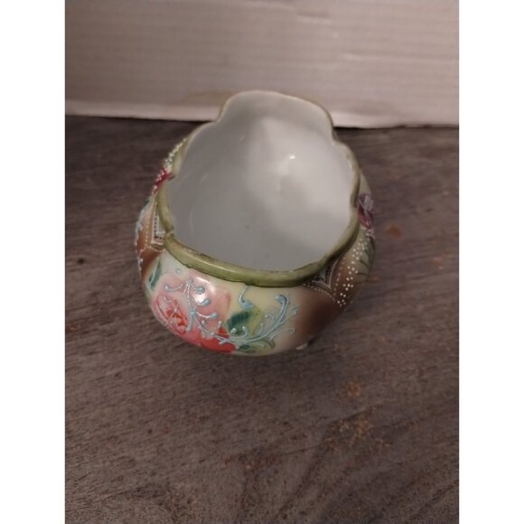 Antique Moriage Noritake Hand-Painted Footed Porcelain Bowl With Floral Design & - Picture 5 of 9